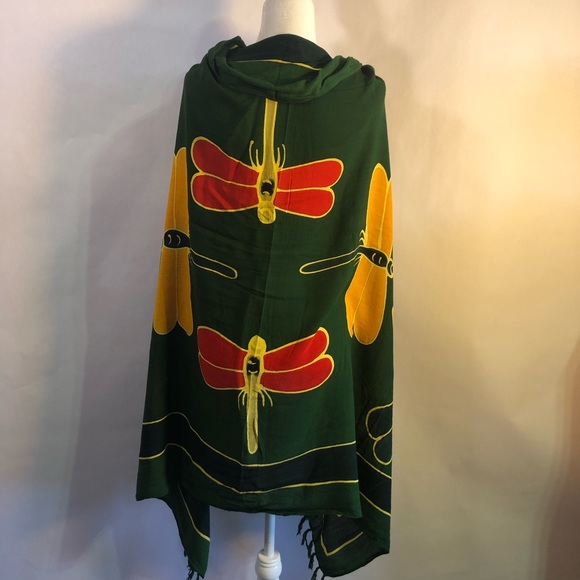 Pareos, Etc. Batik Dragonfly Large Rayon Convertible Wrap Cover Up - Picture 6 of 13